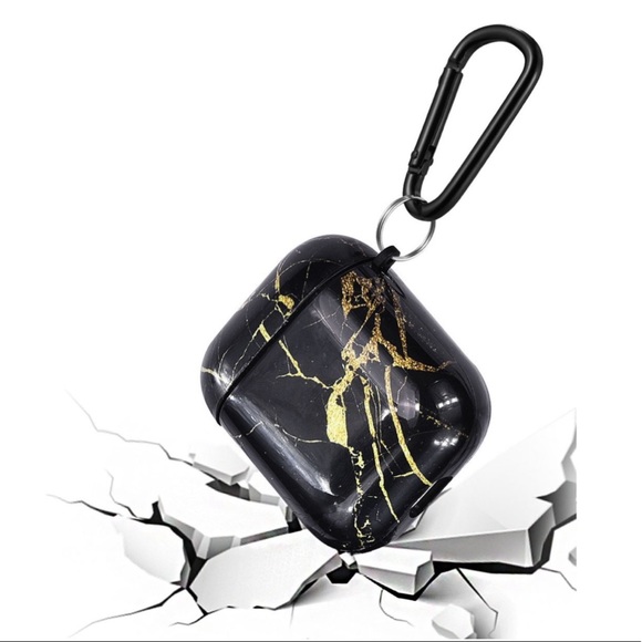 NEW Black Gold Streak Marble Case for Airpods - Picture 6 of 7